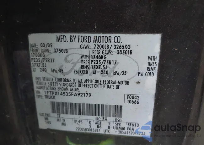 1FTPX14535FA92179: 43834834