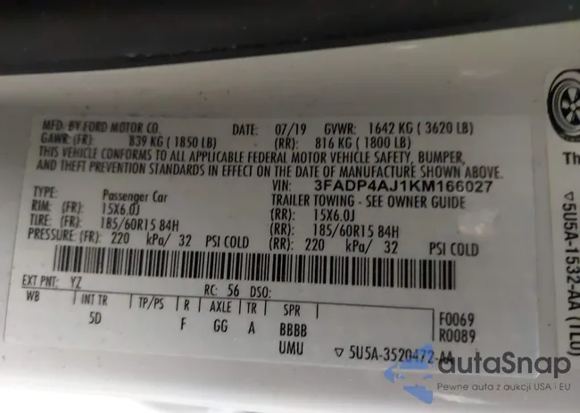 3FADP4AJ1KM166027: 43834859