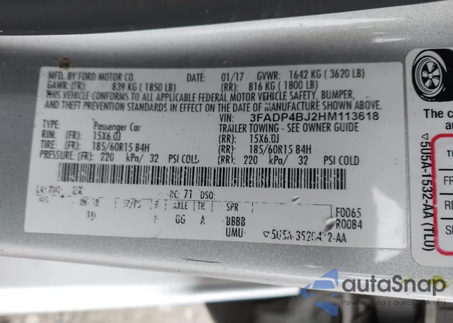 3FADP4BJ2HM113618: 43834865