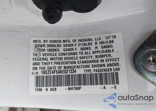 19XZE4F54KE021334: 43834872