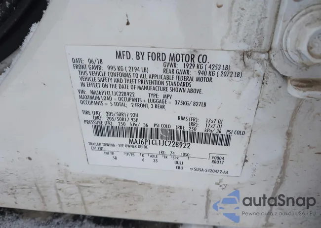 MAJ6P1CL1JC228922: 43834900