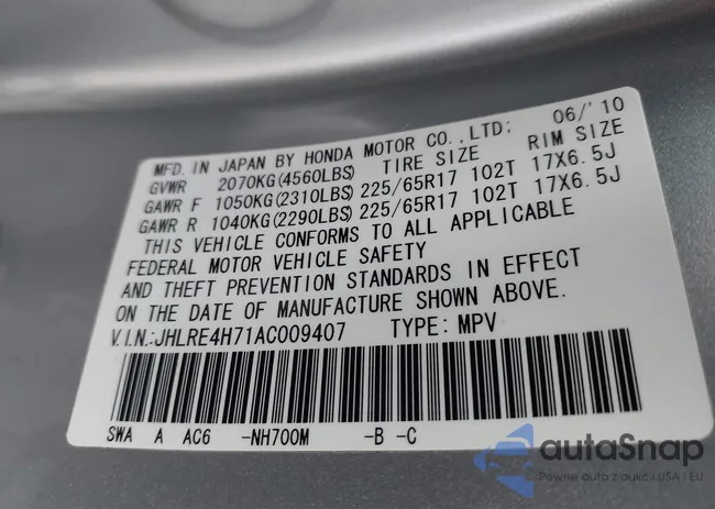 JHLRE4H71AC009407: 43835927