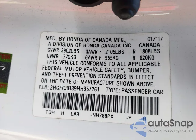 2HGFC3B39HH357261: 43835990