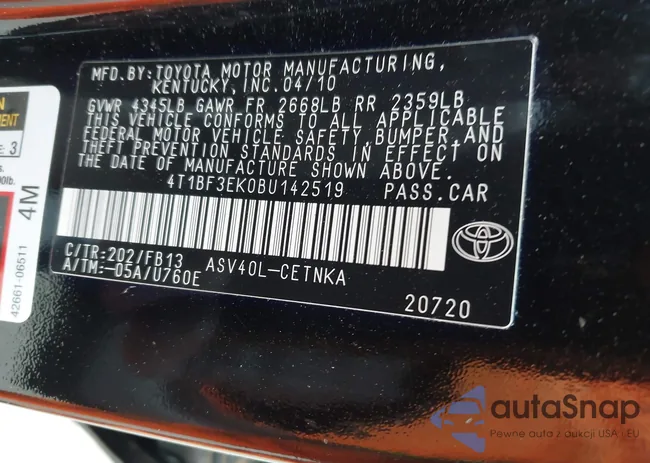 4T1BF3EK0BU142519: 43836067