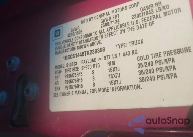 1GCCS1446TK239393: 43835564