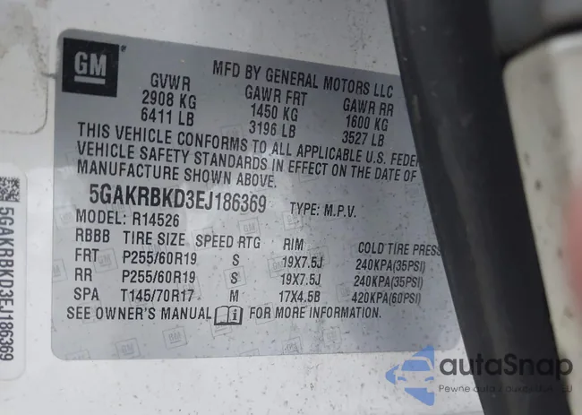 5GAKRBKD3EJ186369: 43835631