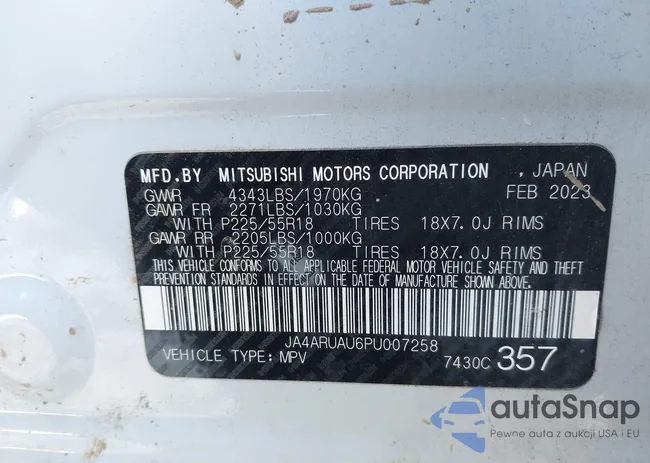 JA4ARUAU6PU007258: 43835633