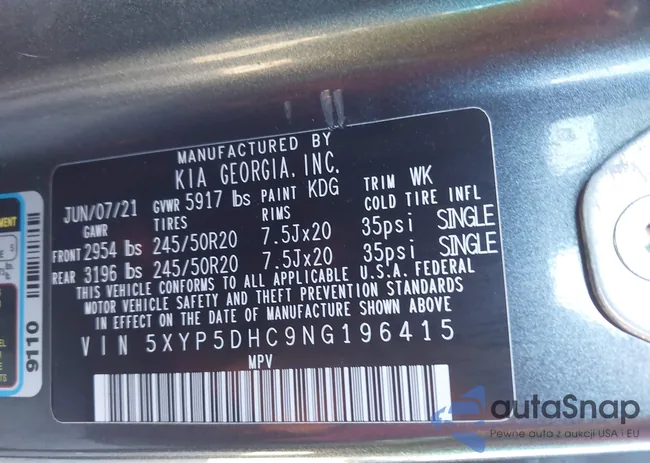 5XYP5DHC9NG196415: 43836990