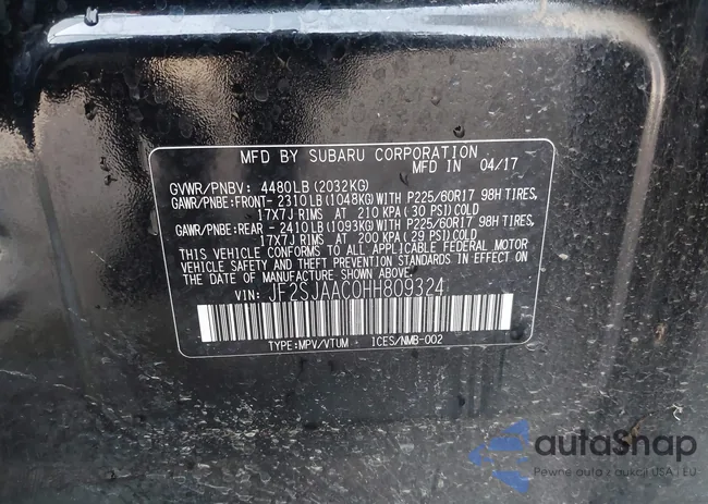 JF2SJAAC0HH809324: 43837049