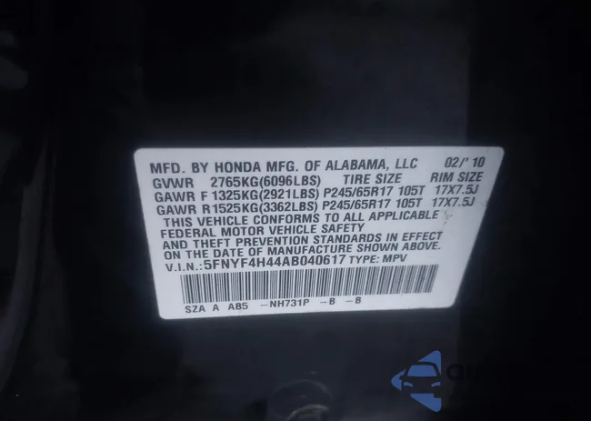 5FNYF4H44AB040617: 43837352