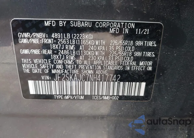 JF2SKAJC7NH417742: 43837417