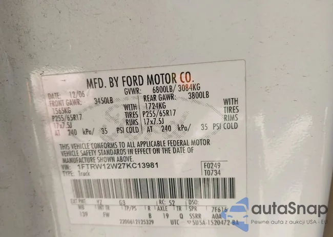 1FTRW12W27KC13981: 43836624