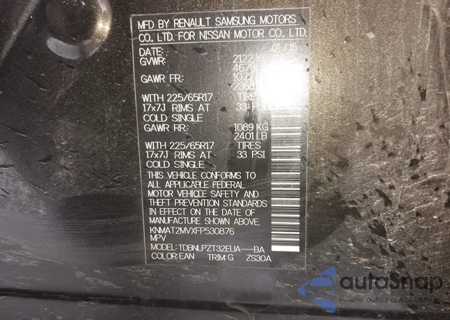 KNMAT2MVXFP530876: 43836690