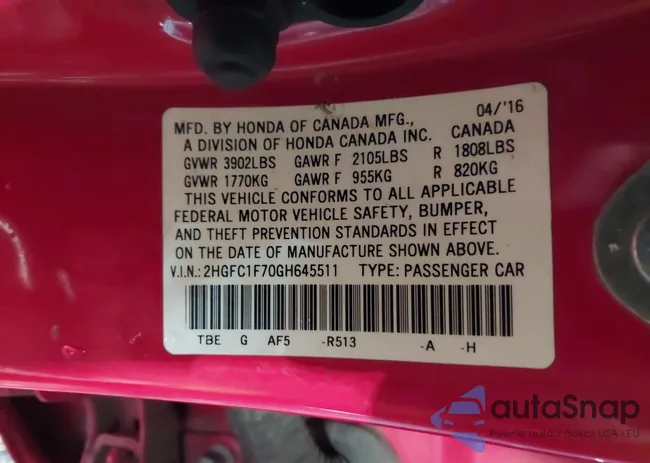 2HGFC1F70GH645511: 43837949