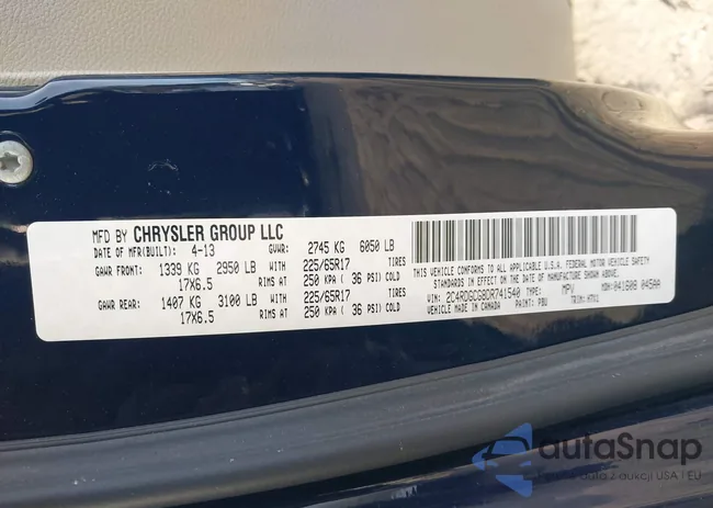 2C4RDGCG8DR741540: 43837991