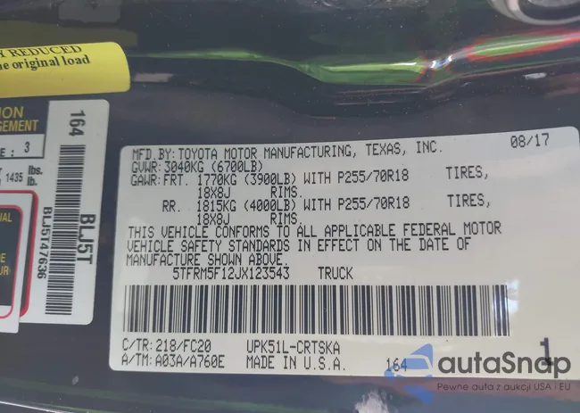 5TFRM5F12JX123543: 43838123