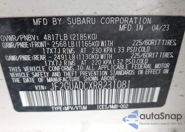 JF2GUADCXR8231081: 43838212