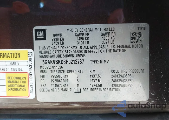 5GAKVBKD6HJ212737: 43837534