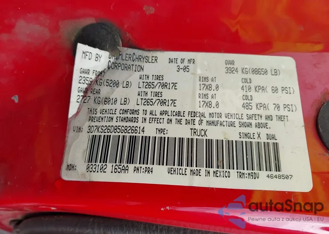 3D7KS26D85G826614: 43837546