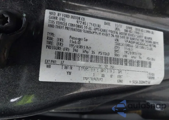 1FADP3E22JL216706: 43837553