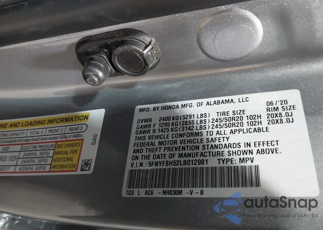 5FNYF8H52LB012981: 43839309