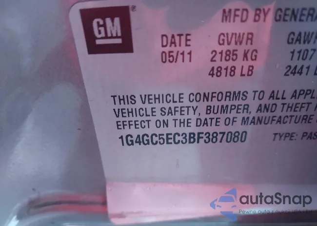 1G4GC5EC3BF387080: 43838653