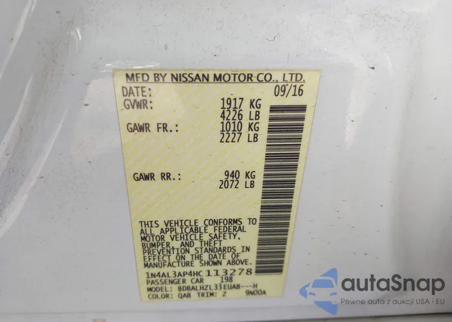 1N4AL3AP4HC113278: 43838769