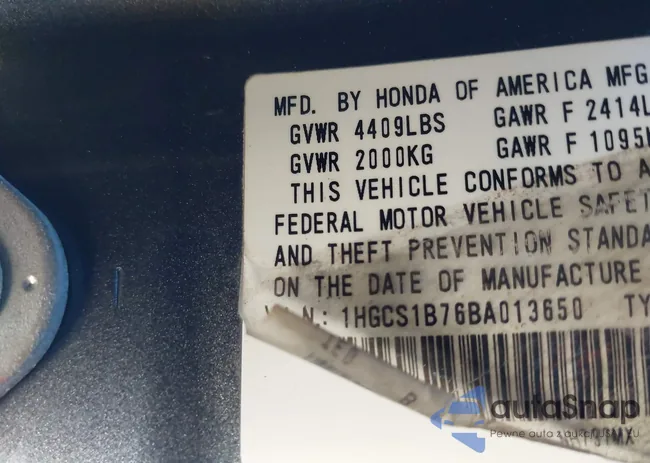 1HGCS1B76BA013650: 43838799