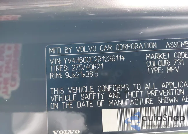 YV4H60CE2R1236114: 43838819