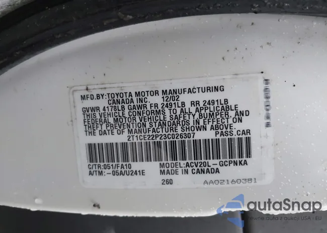 2T1CE22P23C026307: 43838876