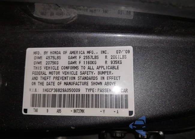 1HGCP36829A050009: 43839968