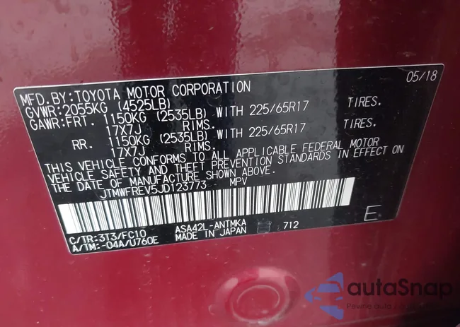 JTMWFREV5JD123773: 43839998