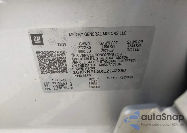 1GKKNPLSXLZ142280: 43840301