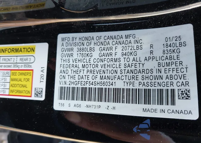 2HGFE2F54SH560341: 43839525