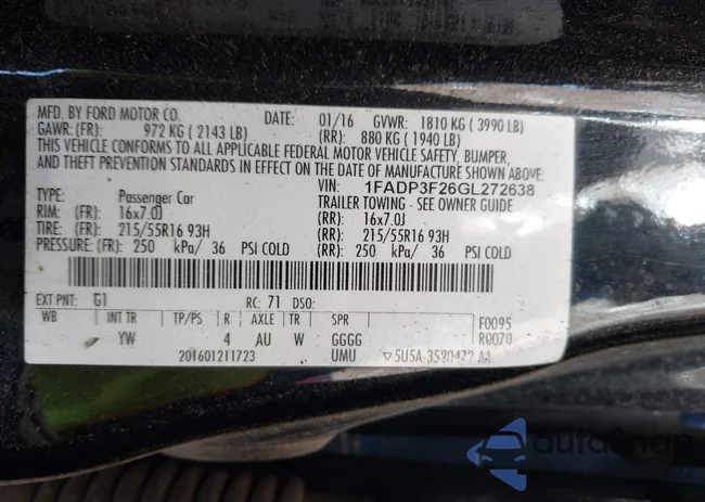 1FADP3F26GL272638: 43839830