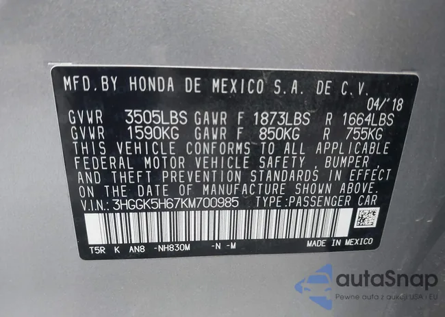 3HGGK5H67KM700985: 43841017