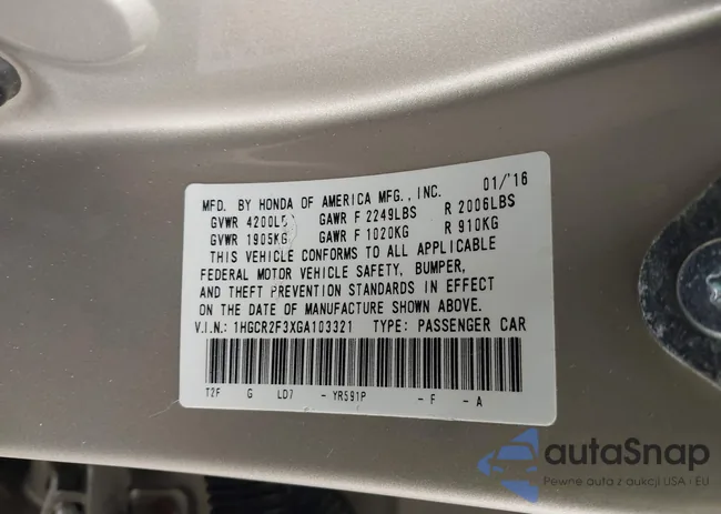 1HGCR2F3XGA103321: 43841092