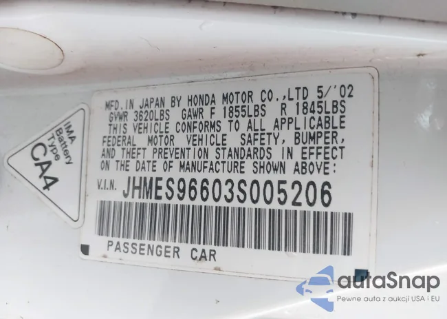 JHMES96603S005206: 43841135