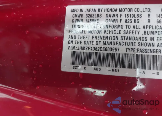 JHMZF1D62CS003967: 43841150