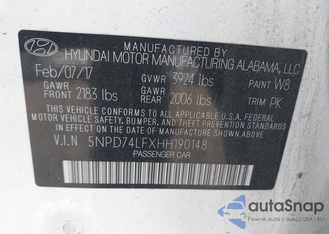 5NPD74LFXHH190148: 43840850