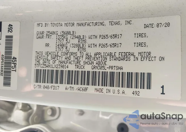 5TFCZ5AN1LX239014: 43840902