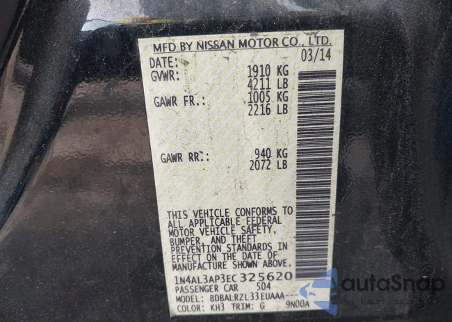 1N4AL3AP3EC325620: 43841960