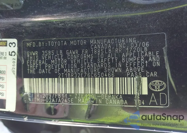 2T1BR32E76C650466: 43842136