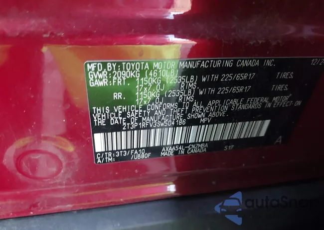 2T3P1RFV3SW504186: 43842226