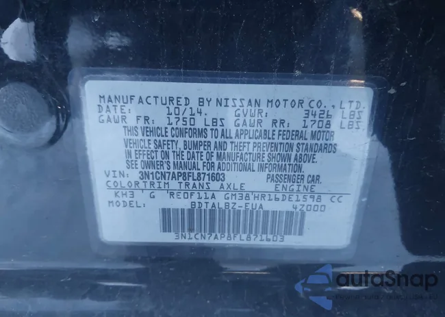 3N1CN7AP8FL871603: 43842398