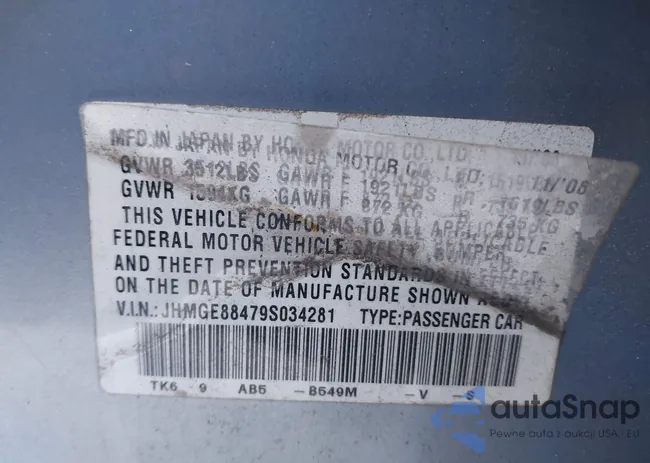 JHMGE88479S034281: 43841605