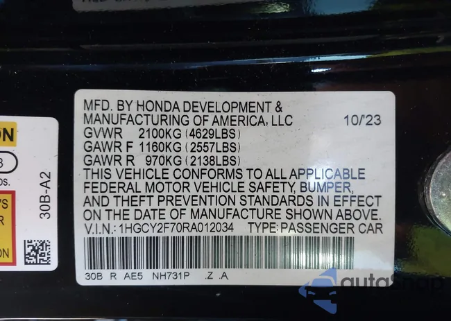 1HGCY2F70RA012034: 43841653