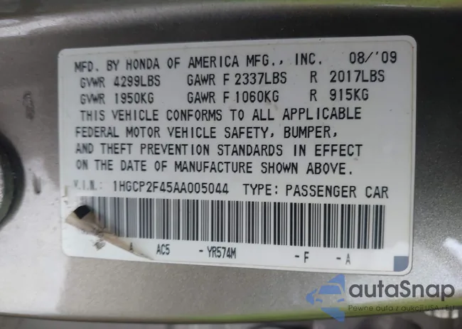 1HGCP2F45AA005044: 43841866