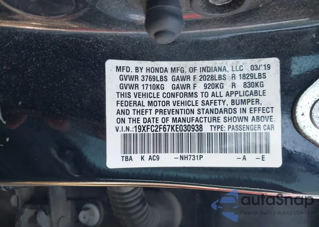 19XFC2F67KE030938: 43843262