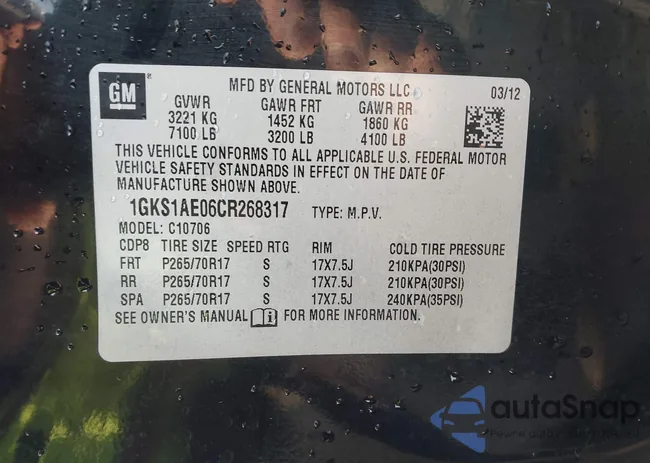 1GKS1AE06CR268317: 43843279